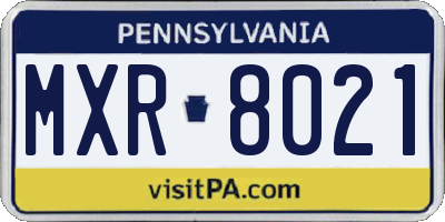 PA license plate MXR8021