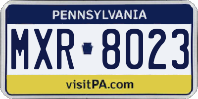 PA license plate MXR8023