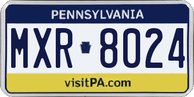 PA license plate MXR8024