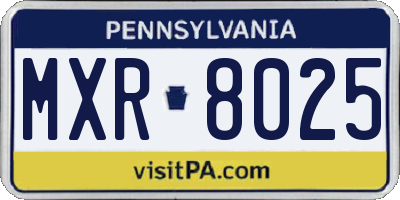 PA license plate MXR8025
