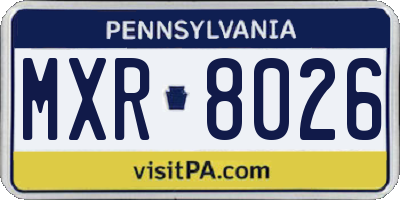 PA license plate MXR8026