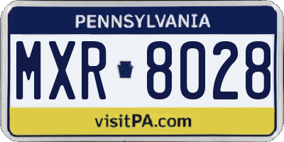 PA license plate MXR8028