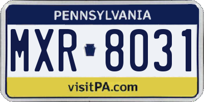 PA license plate MXR8031