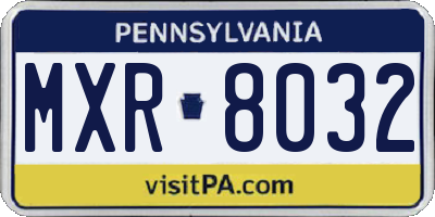 PA license plate MXR8032