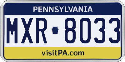 PA license plate MXR8033