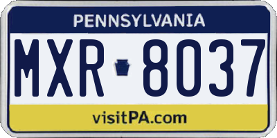 PA license plate MXR8037