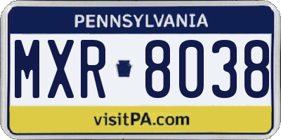 PA license plate MXR8038