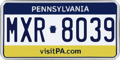 PA license plate MXR8039