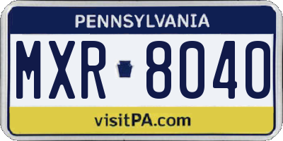 PA license plate MXR8040