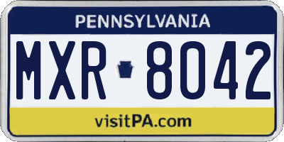 PA license plate MXR8042