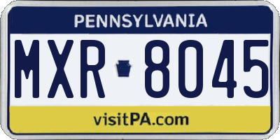 PA license plate MXR8045