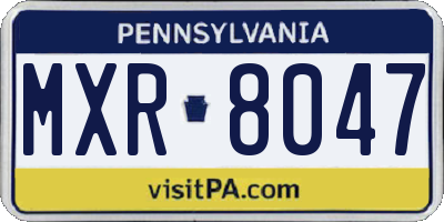 PA license plate MXR8047