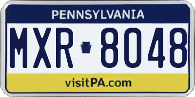 PA license plate MXR8048