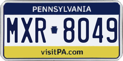 PA license plate MXR8049