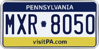 PA license plate MXR8050