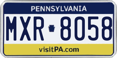 PA license plate MXR8058