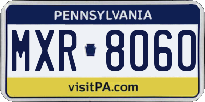 PA license plate MXR8060