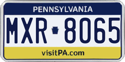PA license plate MXR8065