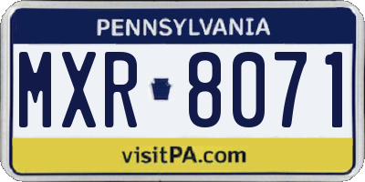 PA license plate MXR8071