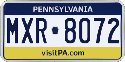 PA license plate MXR8072