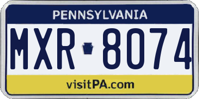 PA license plate MXR8074