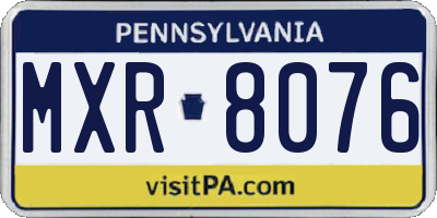 PA license plate MXR8076