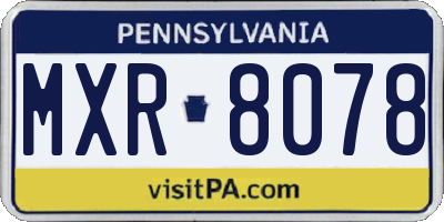 PA license plate MXR8078