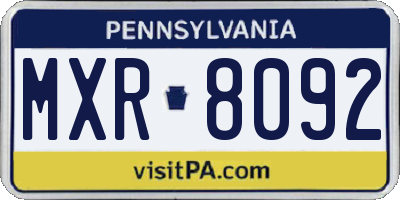 PA license plate MXR8092