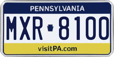 PA license plate MXR8100