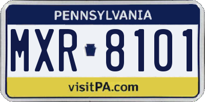 PA license plate MXR8101
