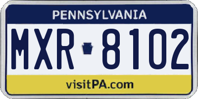 PA license plate MXR8102