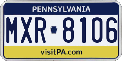 PA license plate MXR8106
