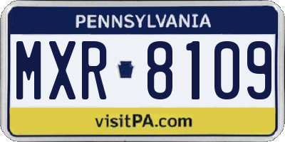 PA license plate MXR8109
