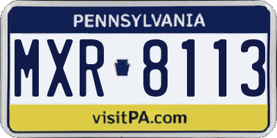 PA license plate MXR8113