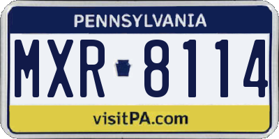 PA license plate MXR8114