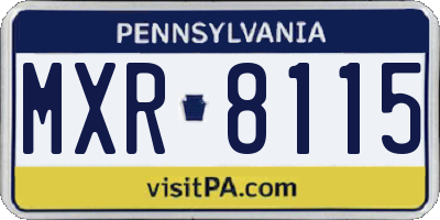 PA license plate MXR8115