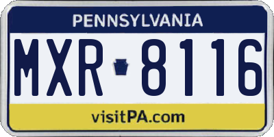 PA license plate MXR8116