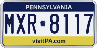 PA license plate MXR8117