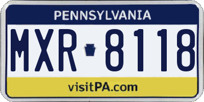 PA license plate MXR8118
