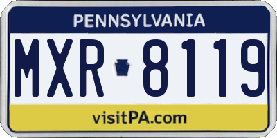 PA license plate MXR8119