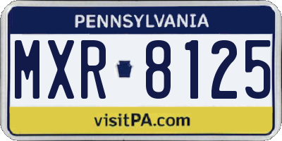PA license plate MXR8125