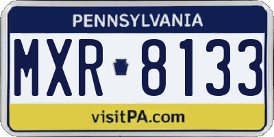 PA license plate MXR8133