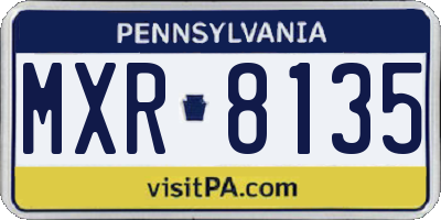 PA license plate MXR8135