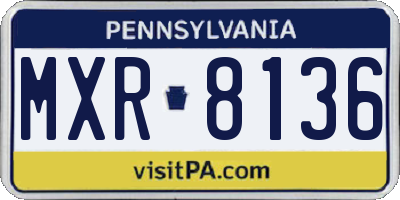 PA license plate MXR8136