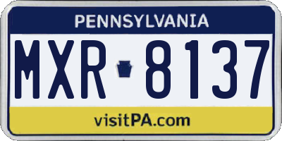 PA license plate MXR8137