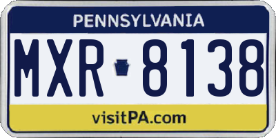 PA license plate MXR8138