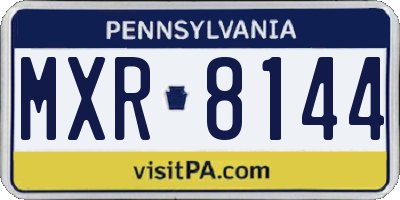 PA license plate MXR8144