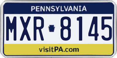 PA license plate MXR8145