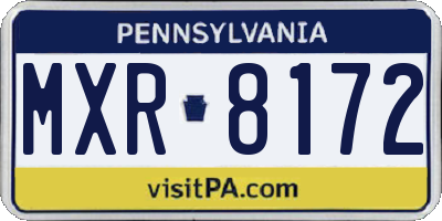 PA license plate MXR8172
