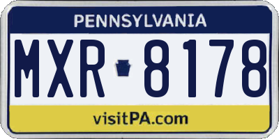 PA license plate MXR8178